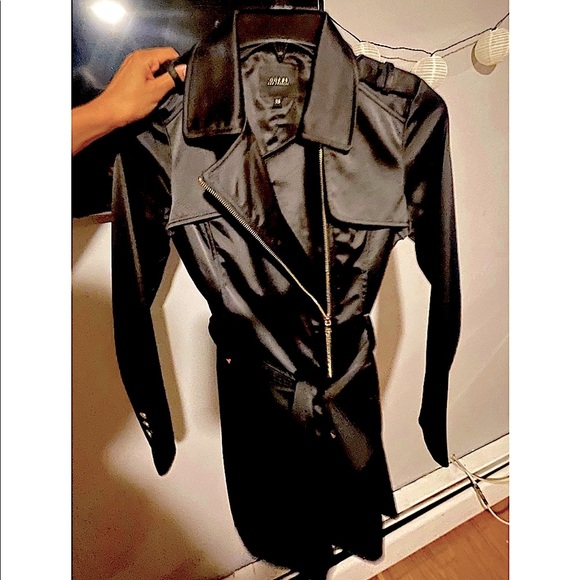 Guess satin trench coat gold zipper - Picture 2 of 2